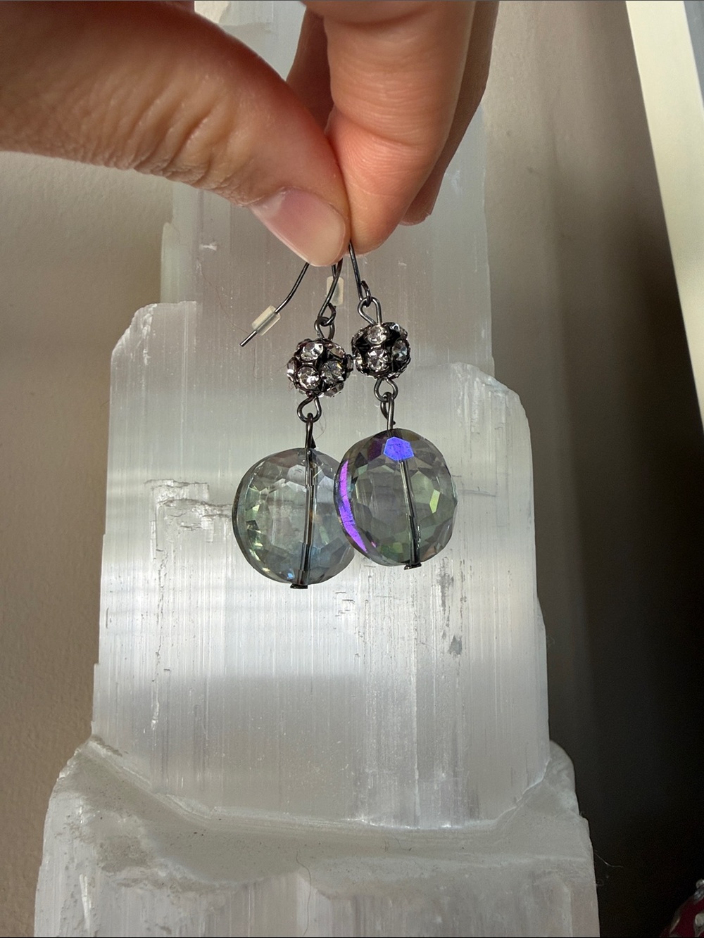 Anthropologie Iridescent Crystal Drop Earrings